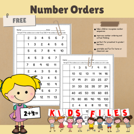 Free printable number order worksheets for early math practice