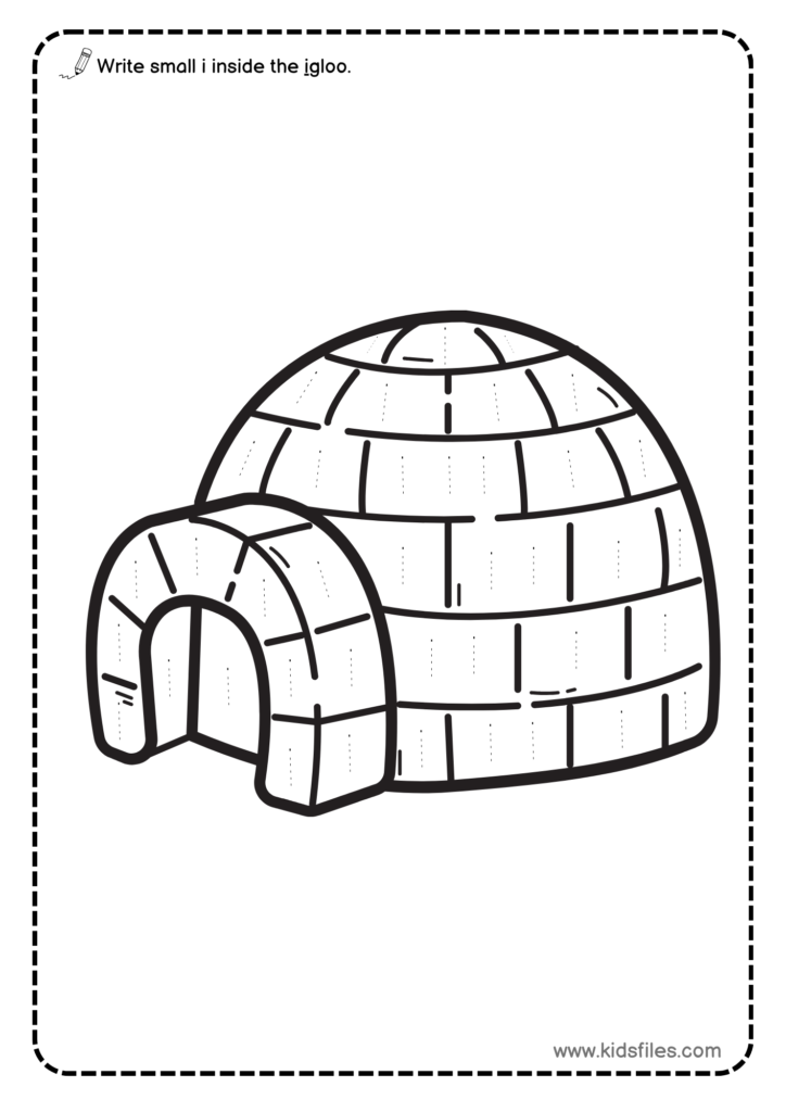 short I vowel worksheet with igloo picture