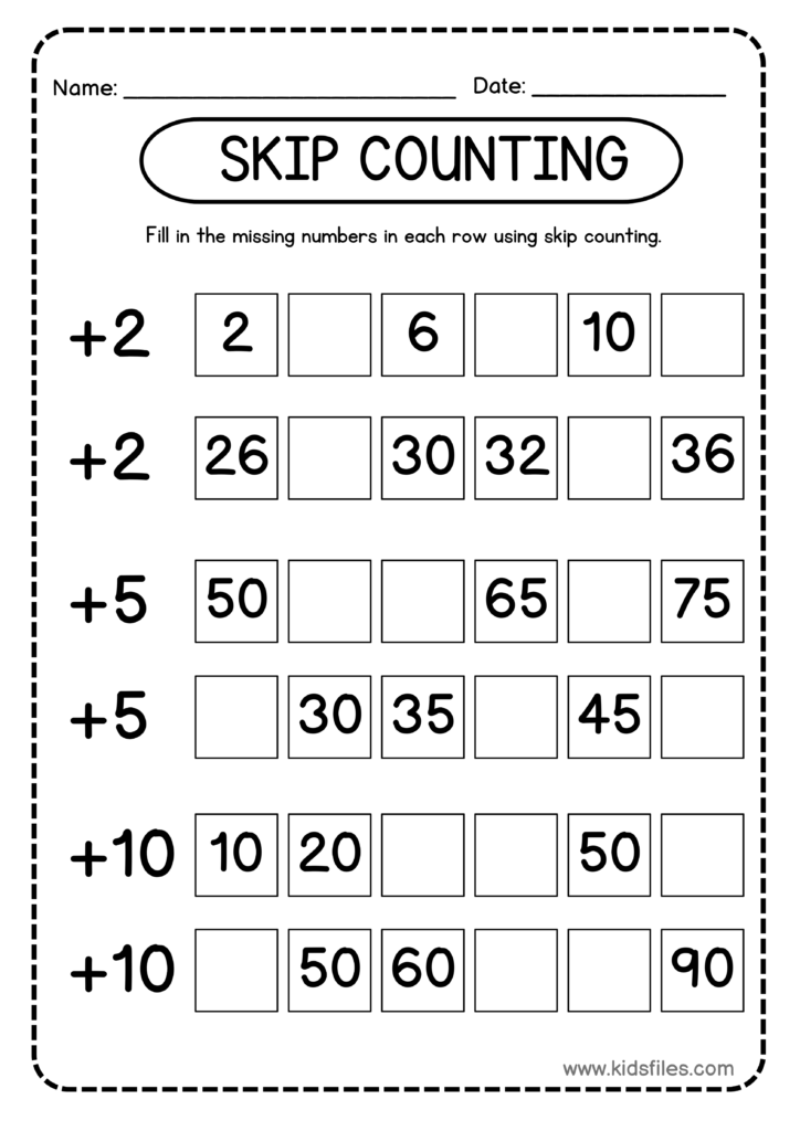 Skip counting worksheet for preschool and kindergarten math price